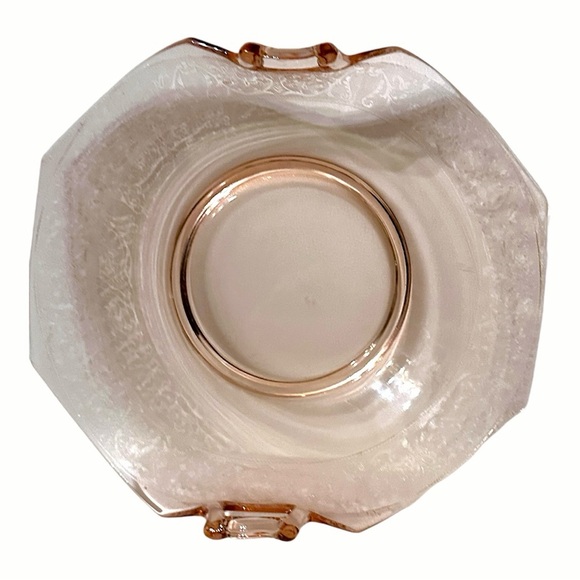 Vintage Pink Depression Glass Folded Edge Etched Platter/Bowl with handles - Picture 7 of 15